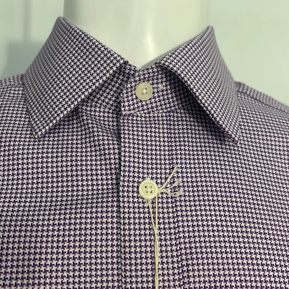 CHARLES TYRWHITT, 100% Egyptian Cotton Puppytooth Slim fit Dress Shirt, 15/33in - Picture 6 of 9